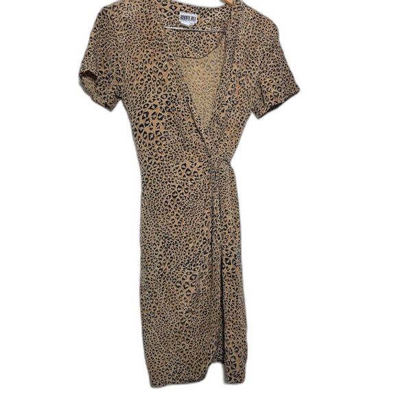 Robbie Bee Vintage Silk Wrap Dress 10 Cheetah Print Animal 90s Classic Capsule - Picture 1 of 5